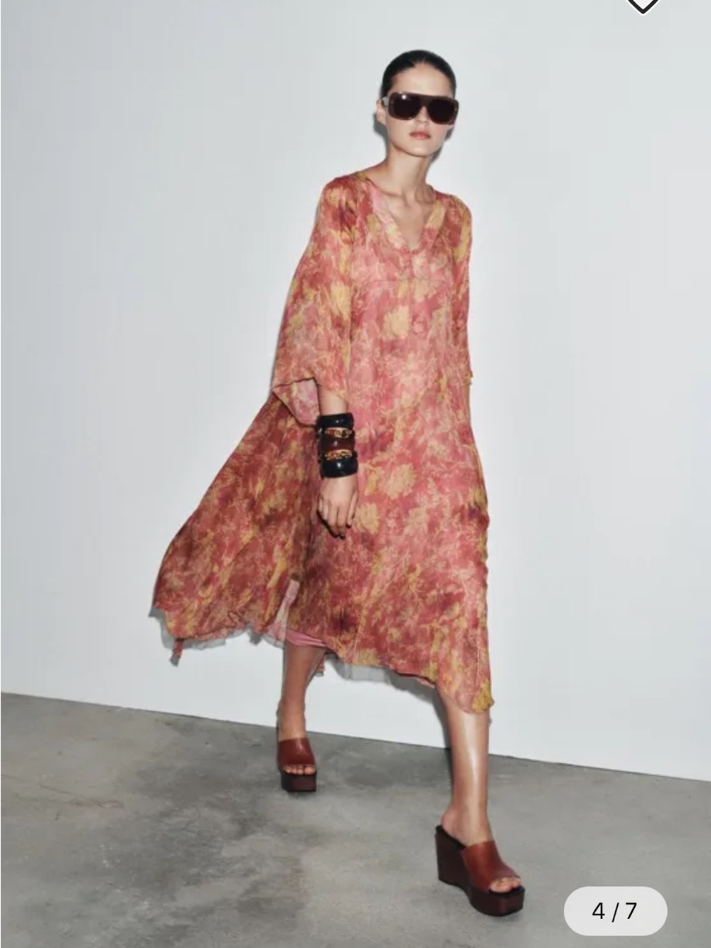 Zara Floral Maxi Dress in Dusty Rose and Mustard